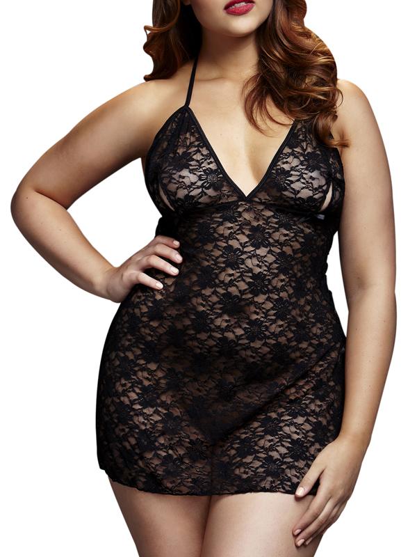 Baci - Curvy - Babydoll Nero Pizzo